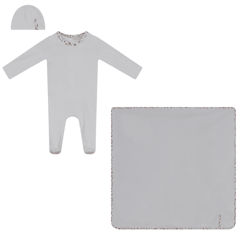 Fragile Ribbed Layette Set with Floral Trim