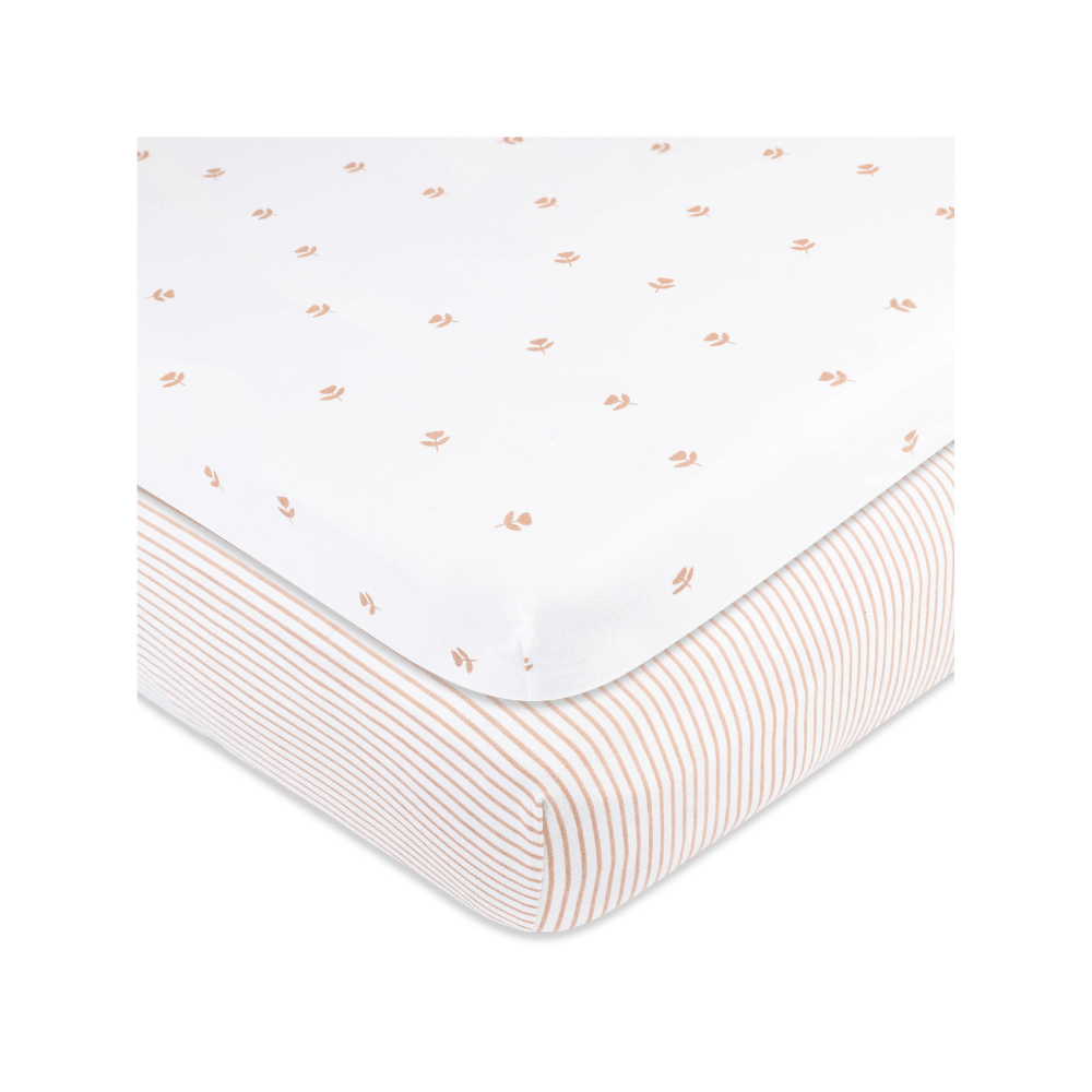 Elys & Co Pink Tulip two pack crib sheets