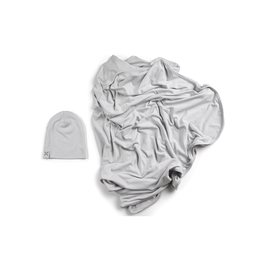 Jacqueline and Jac swaddle blanket and hat set