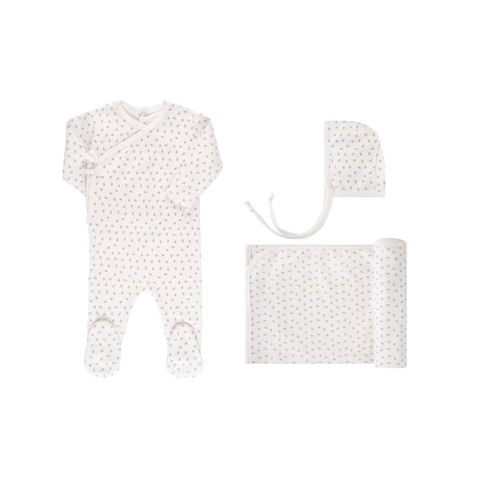 Elys & Co Brushed Cotton Tiny Flower Kimono Layette set