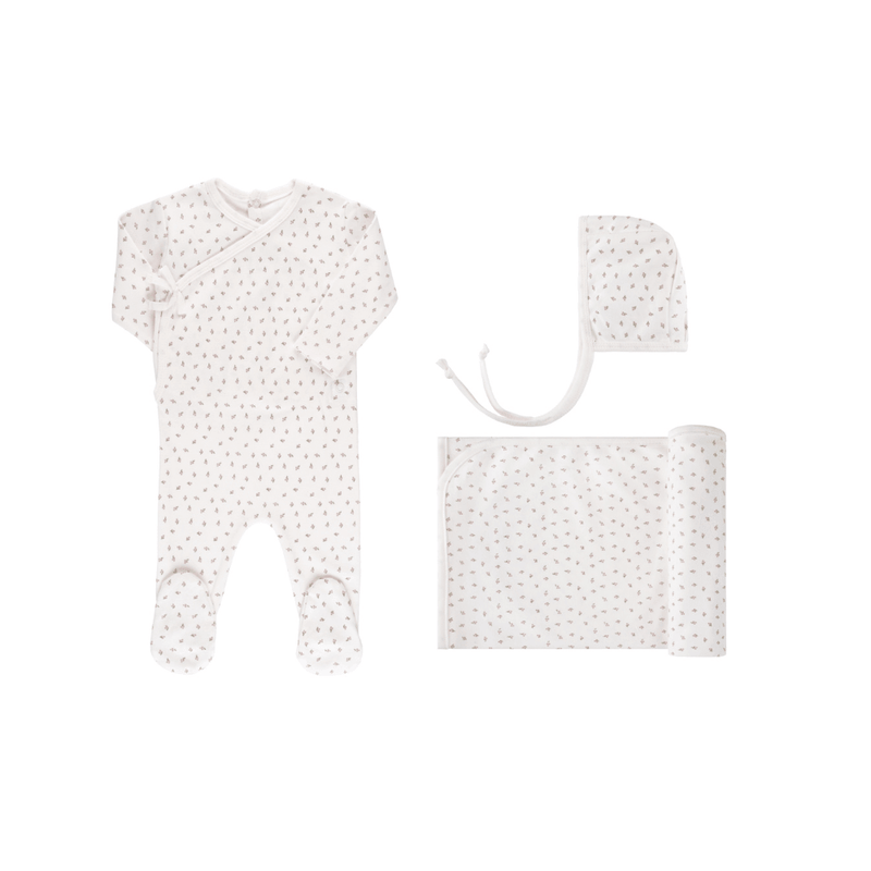 Elys & Co Brushed Cotton Tiny Flower Kimono Layette set