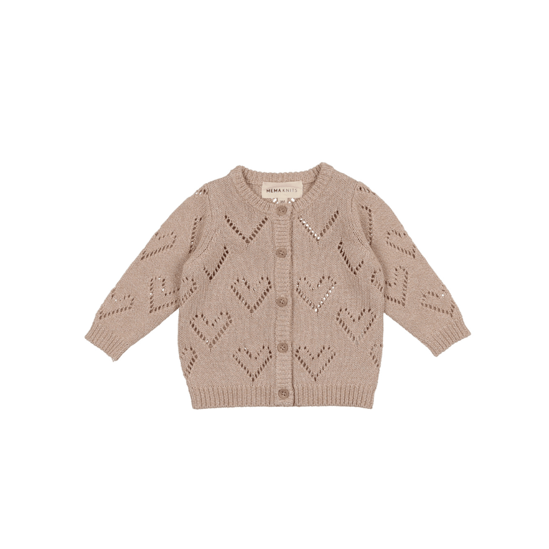 Mema Knits Pointelle Heart Cardigan