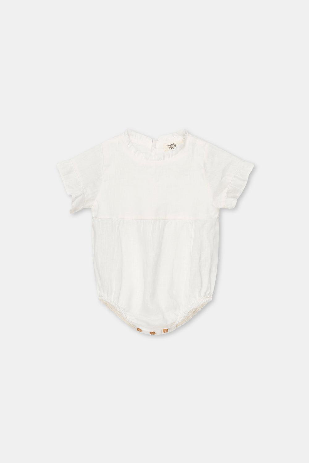 My Little Cozmo White  Linen Romper