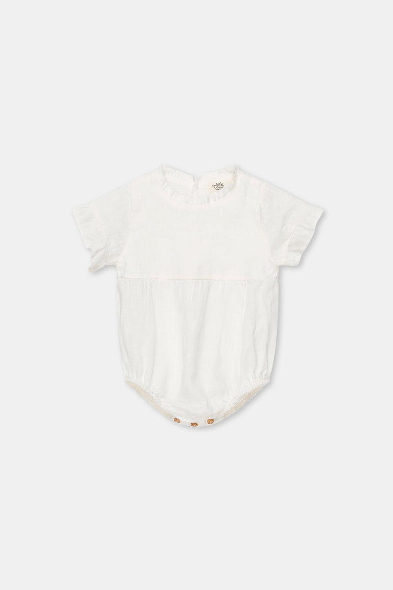 My Little Cozmo White  Linen Romper