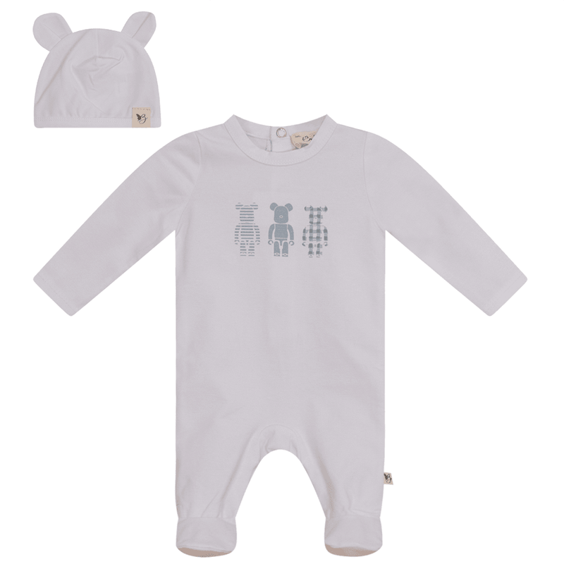 Bebe Bella Baby Bear Printed footie & hat