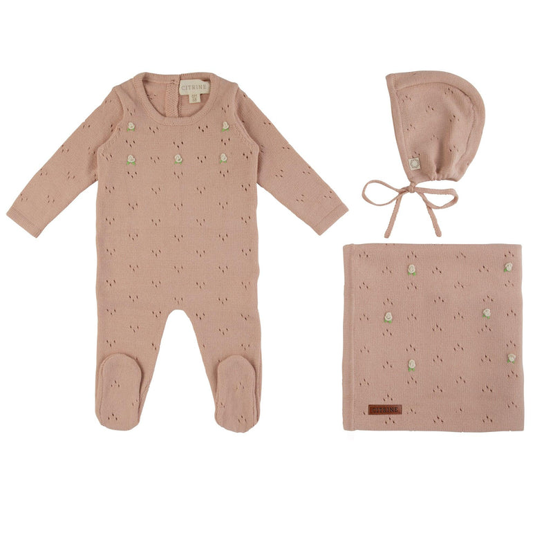 Citrine Pointelle Knit Layette Set