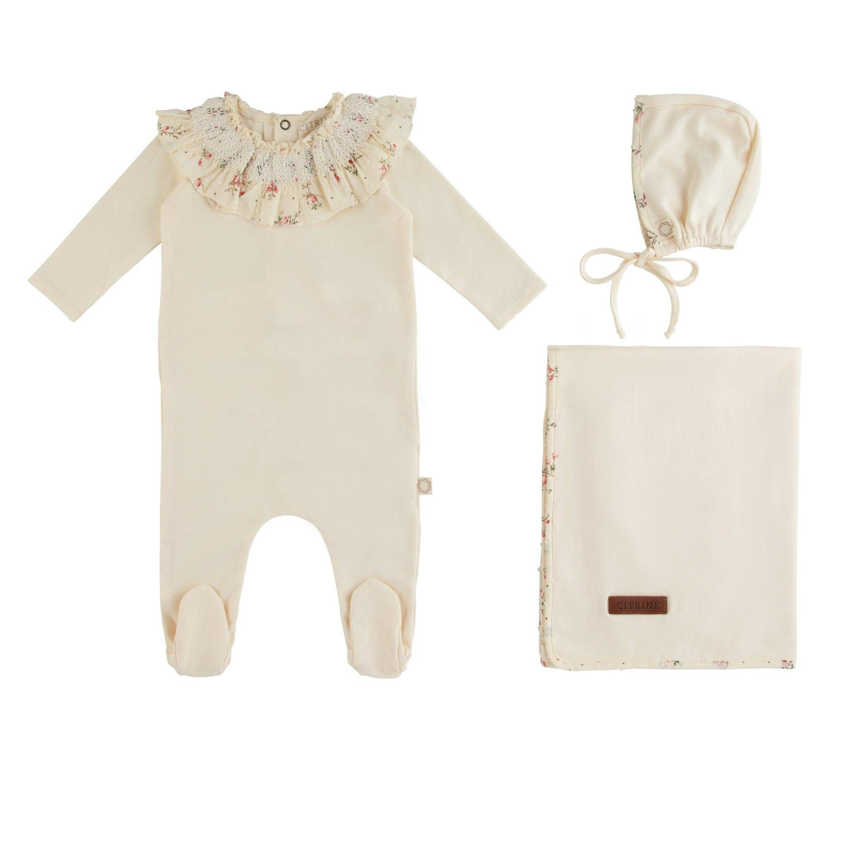 Citrine Floral Smocked Layette Set