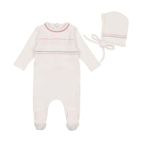 Bee & Dee Embroidered Cotton Collection Footie With Bonnet