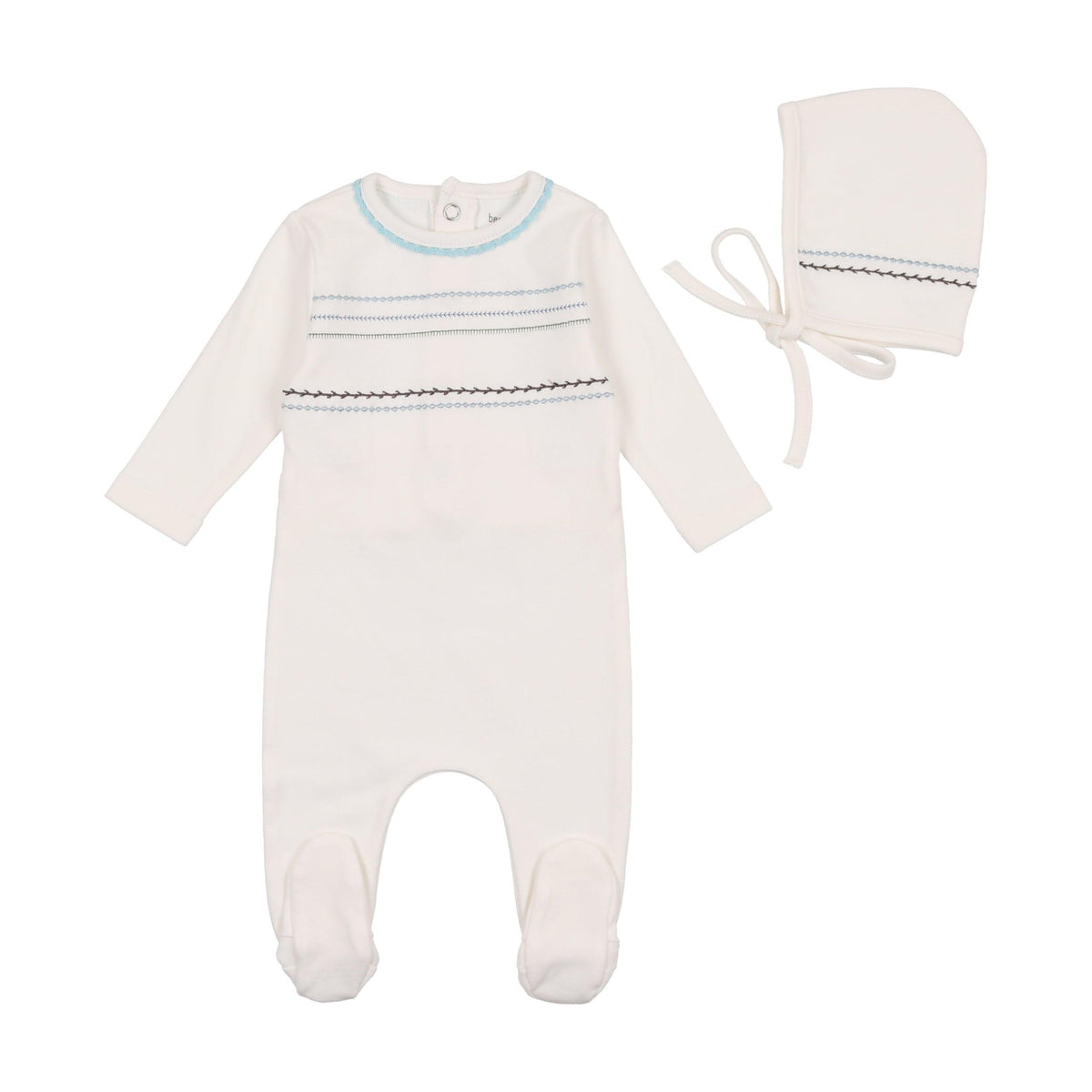 Bee & Dee Embroidered Cotton Collection Footie With Bonnet