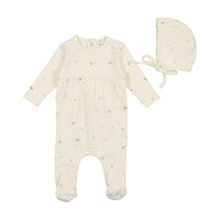 Bee & Dee Floral Dot Collection Footie with Bonnet