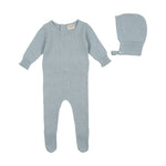 Bee & Dee Knit Pointelle Collection Footie with Bonnet