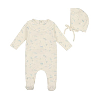 Bee & Dee Floral Print Yoke Footie with Bonnet