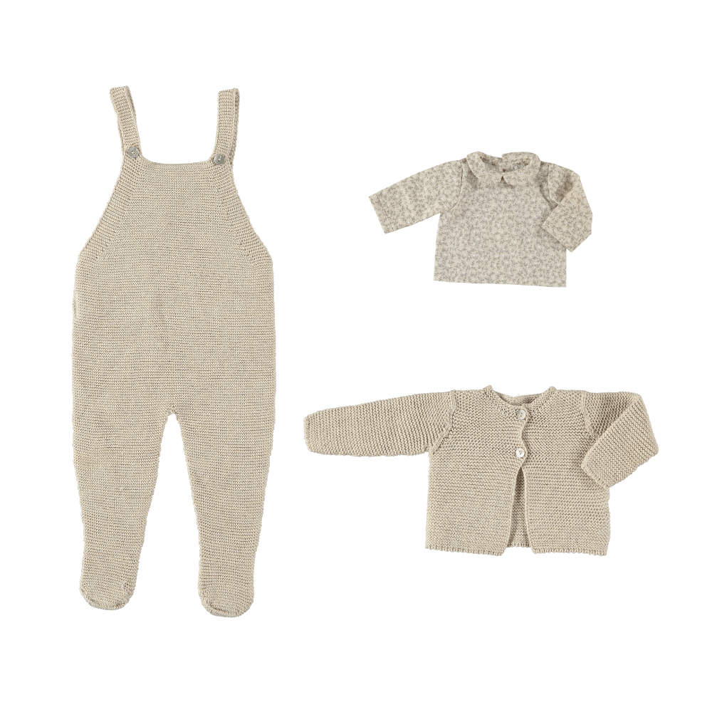 Mamitis Knit overall, cardigan and shirt