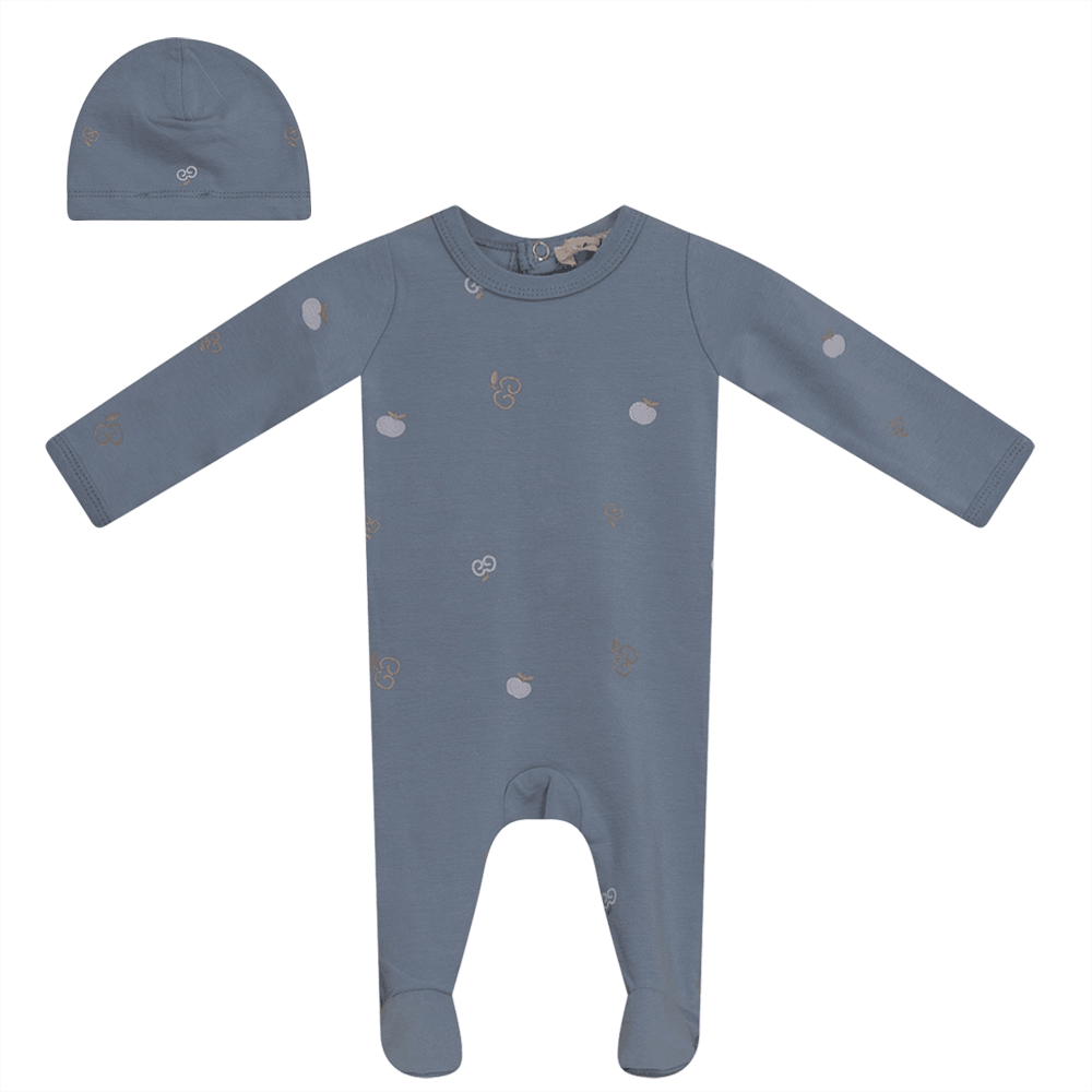 Fragile Neuf 9  Printed footie & hat set