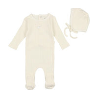 Bee & Dee Pointelle Collection Footie with Bonnet